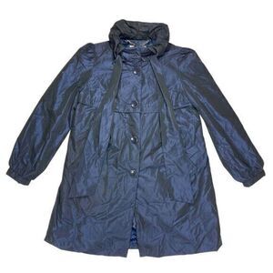Allen Schwartz ABS Silver Label Puff Jacket Womens Size Medium Blue Elegant Coat